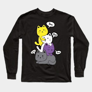 Nonbinary They Their Them Meow Non-Binary Flag Kawaii Long Sleeve T-Shirt
